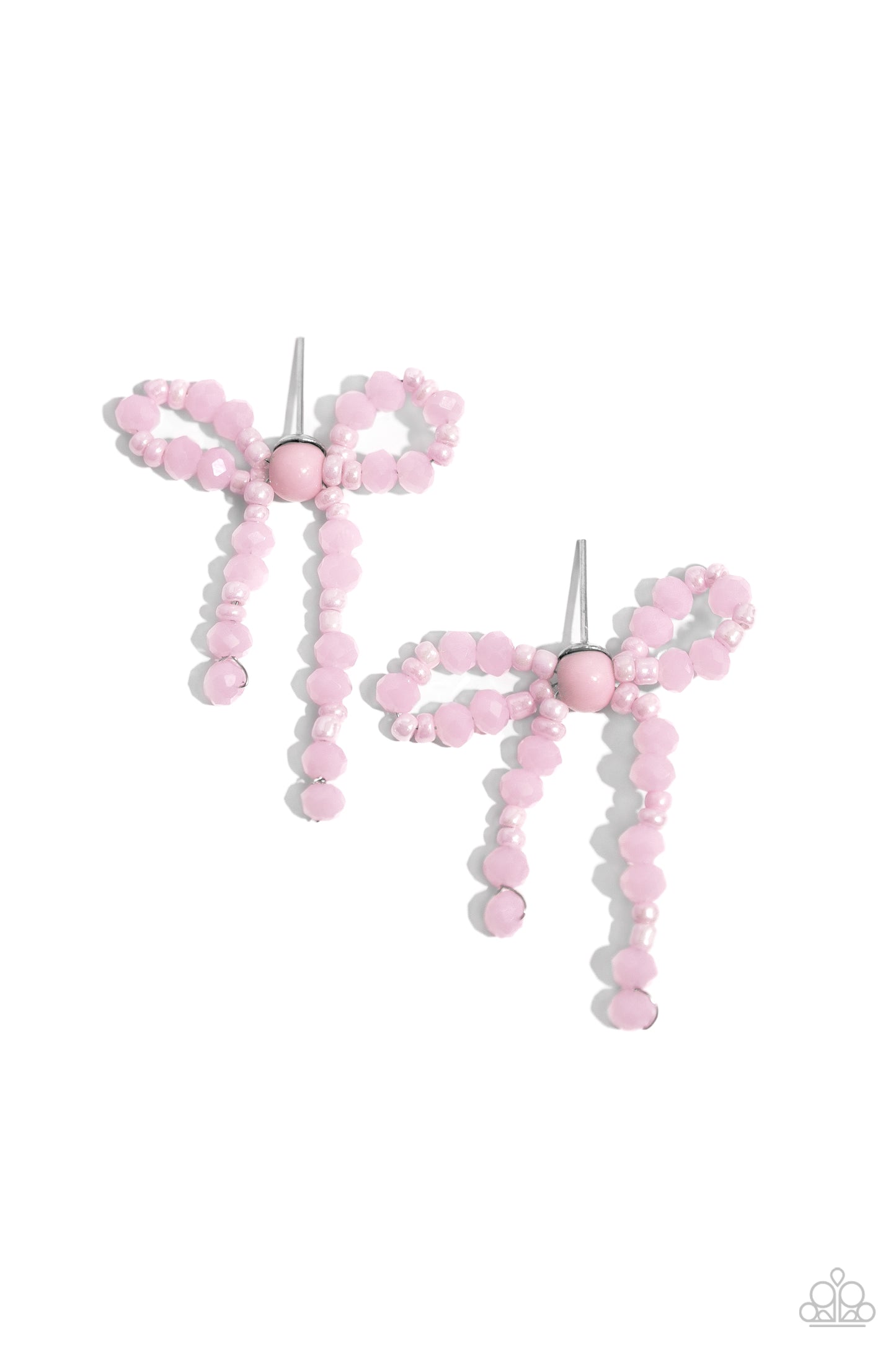 Paparazzi Accessories-The BOW Must Go Pink Seed Bead Loop Earrings