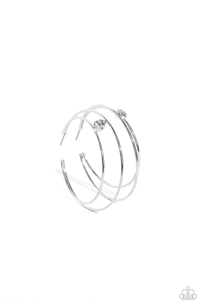 Paparazzi Accessories-Theater HOOP White Crescent LOTP Hoop Earrings