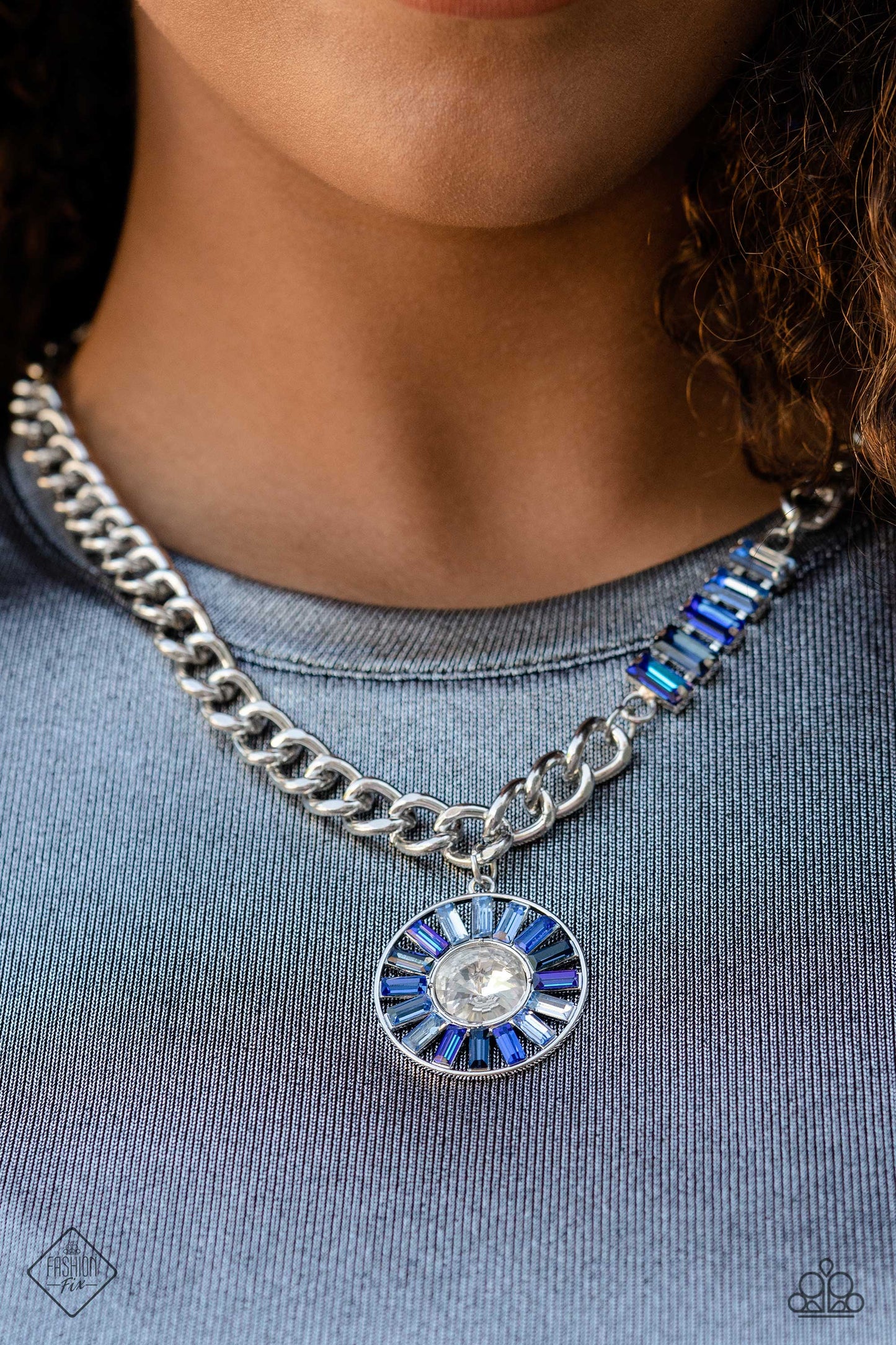 Paparazzi Accessories-Tiered Talent Blue July 2023 FF Necklace Set