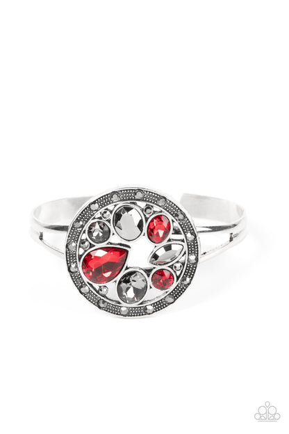 Paparazzi Accessories-Time To Twinkle Red Encircled Hematite Bracelet