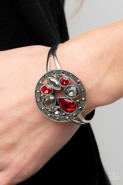 Paparazzi Accessories-Time To Twinkle Red Encircled Hematite Bracelet