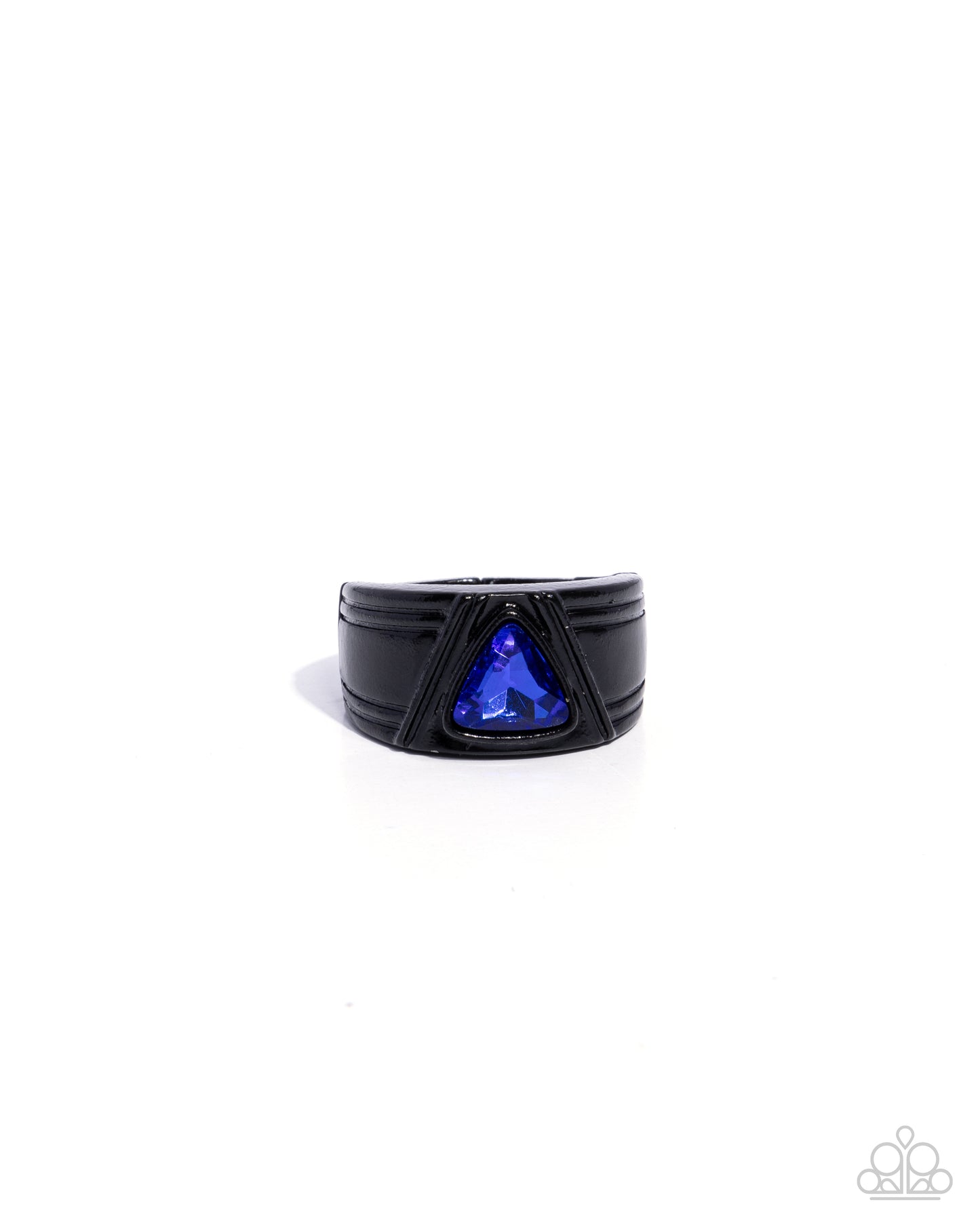 Paparazzi Accessories-Trenchant Triangle Blue Bold Gem Men's Ring