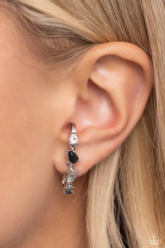 Paparazzi Accessories-Trendy Twist Black Hematite Teardrop Earrings