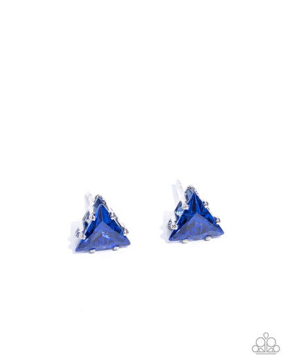 Paparazzi Accessories-Triangular Twinkle Blue Cubic Zirconia Earrings