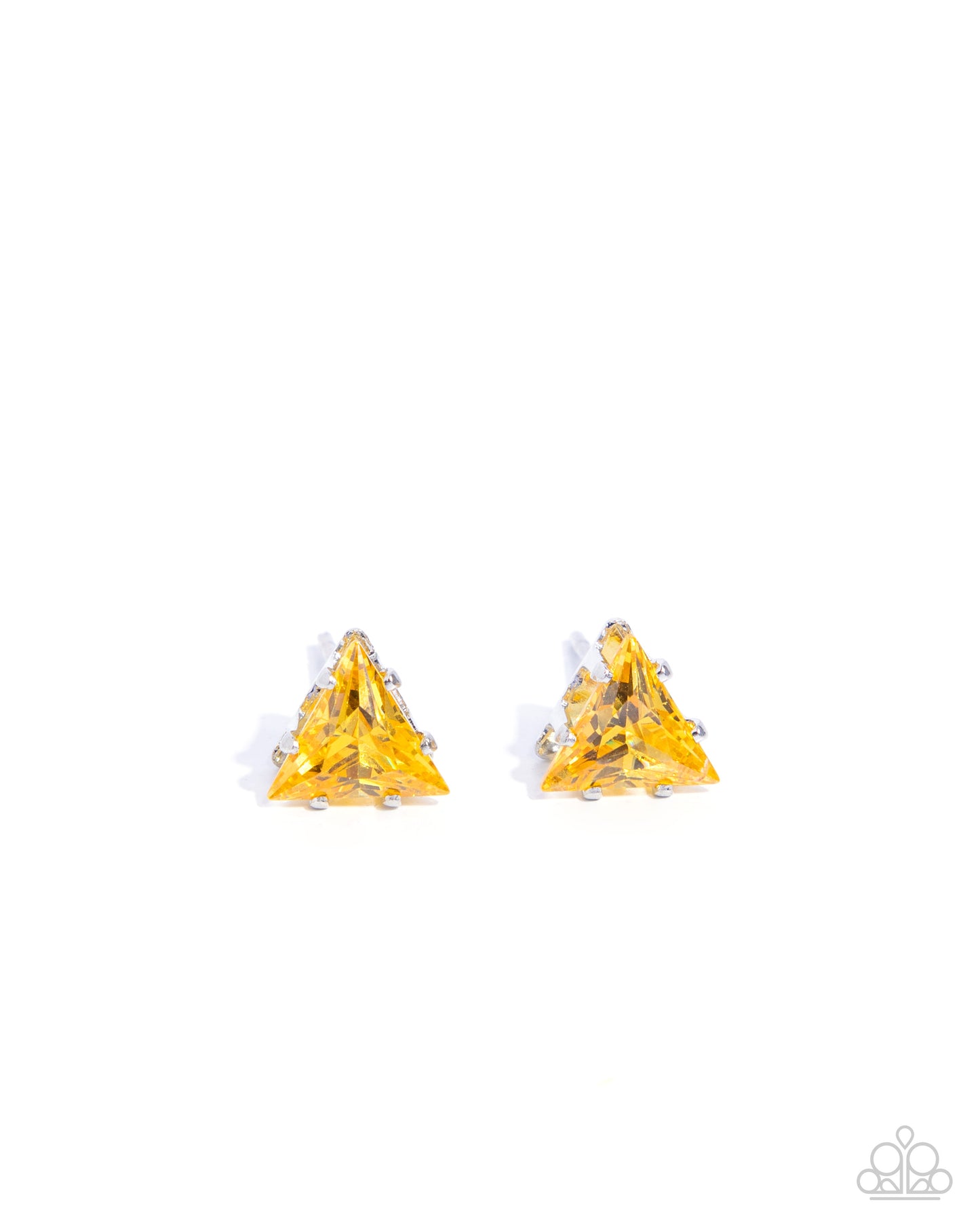 Paparazzi Accessories-Triangular Twinkle Yellow Cubic Zirconia Earrings