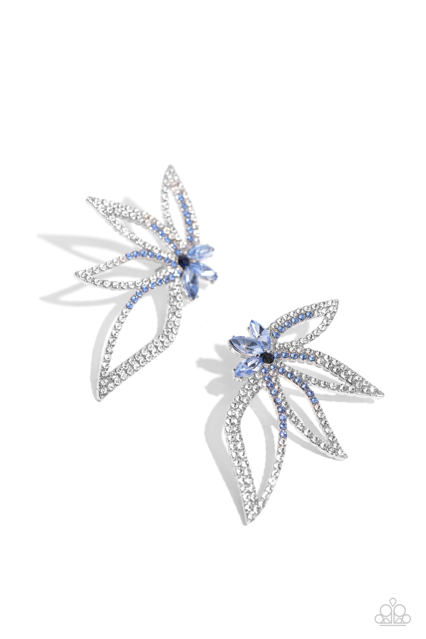 Paparazzi Accessories-Twinkling Tulip Blue Petal Flare Silver Earrings