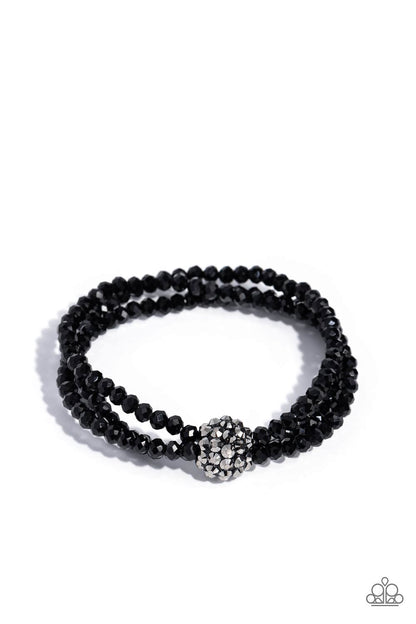 Paparazzi Accessories-Twisted Theme Black Beads Spiky Ball Bracelet