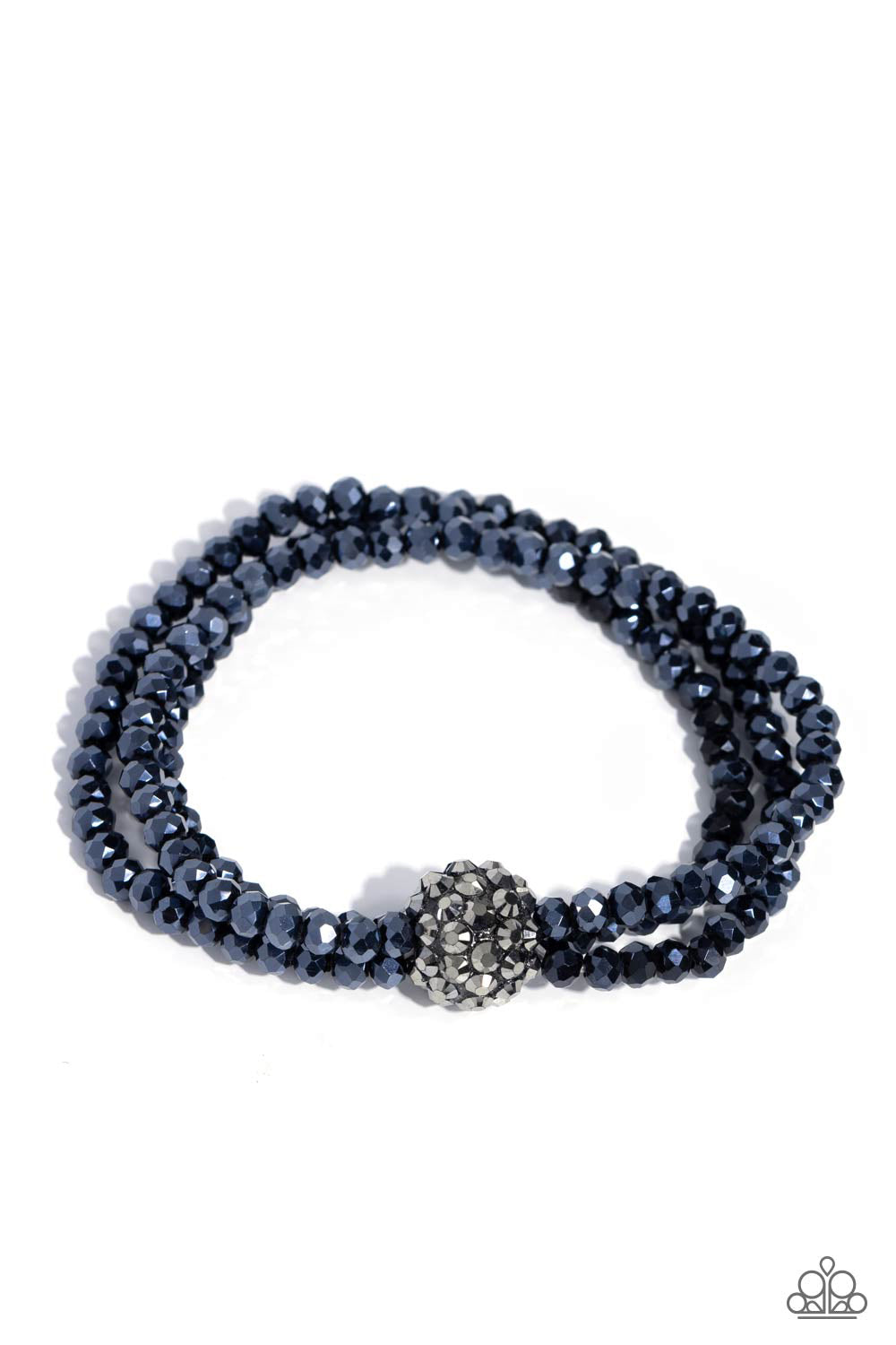 Paparazzi Accessories-Twisted Theme Blue Spiky Gunmetal Bead Bracelet