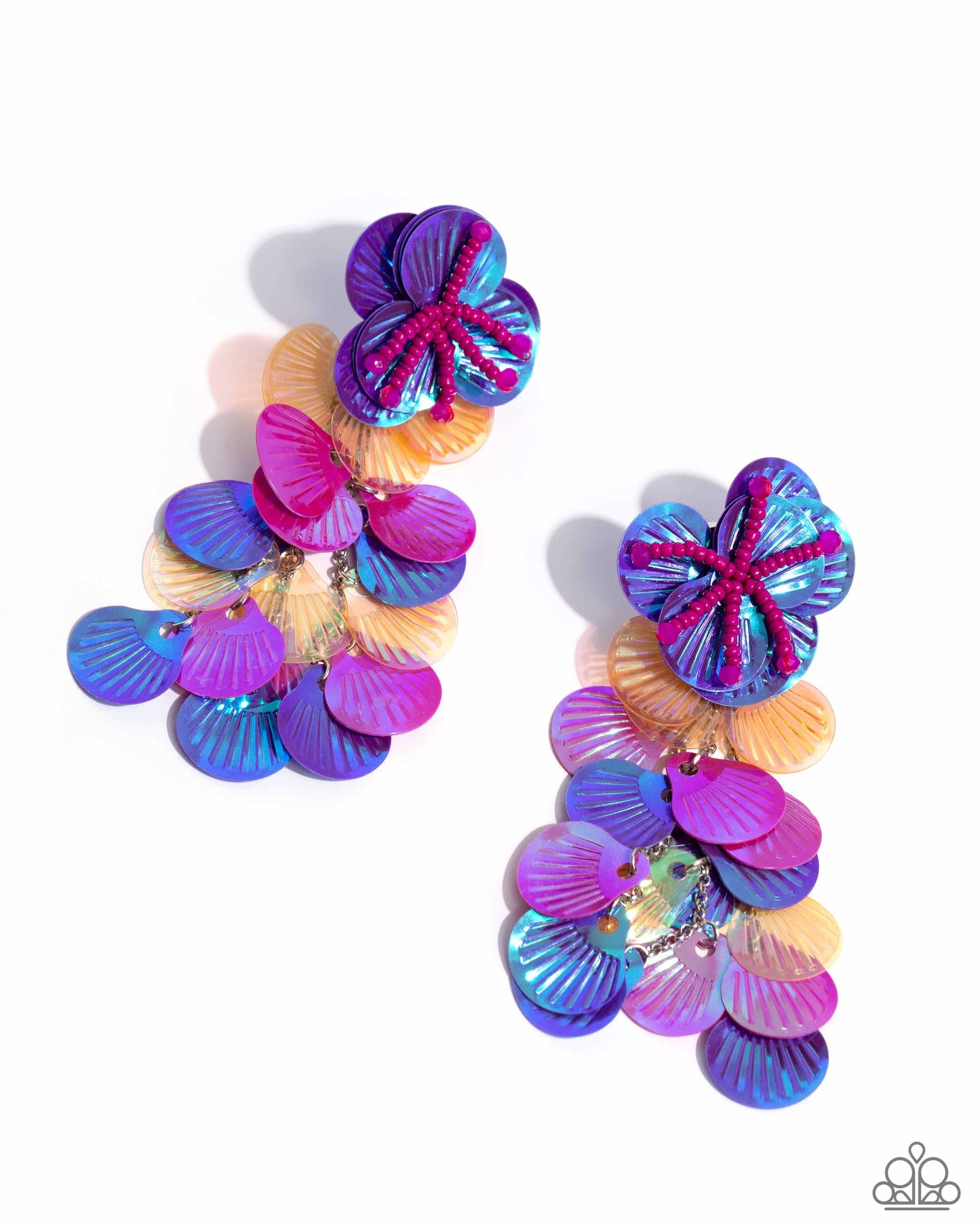 Paparazzi Accessories-Under The Waves Purple Sequins LOTP Earrings