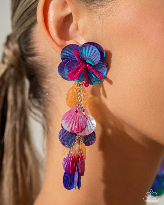 Paparazzi Accessories-Under The Waves Purple Sequins LOTP Earrings