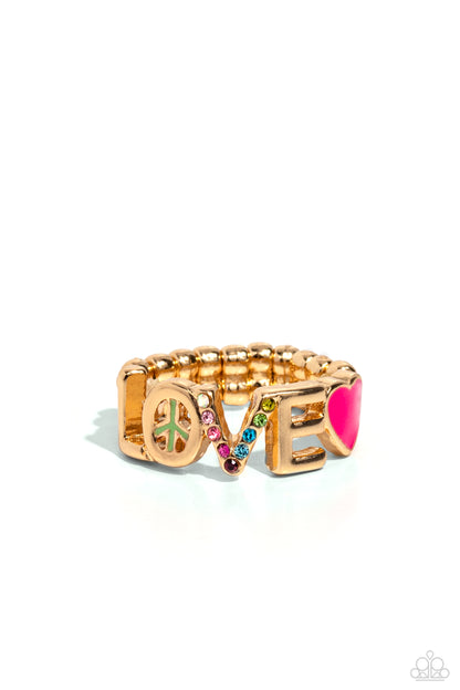 Paparazzi Accessories-Unlimited Love Gold Romantic LOVE Ring