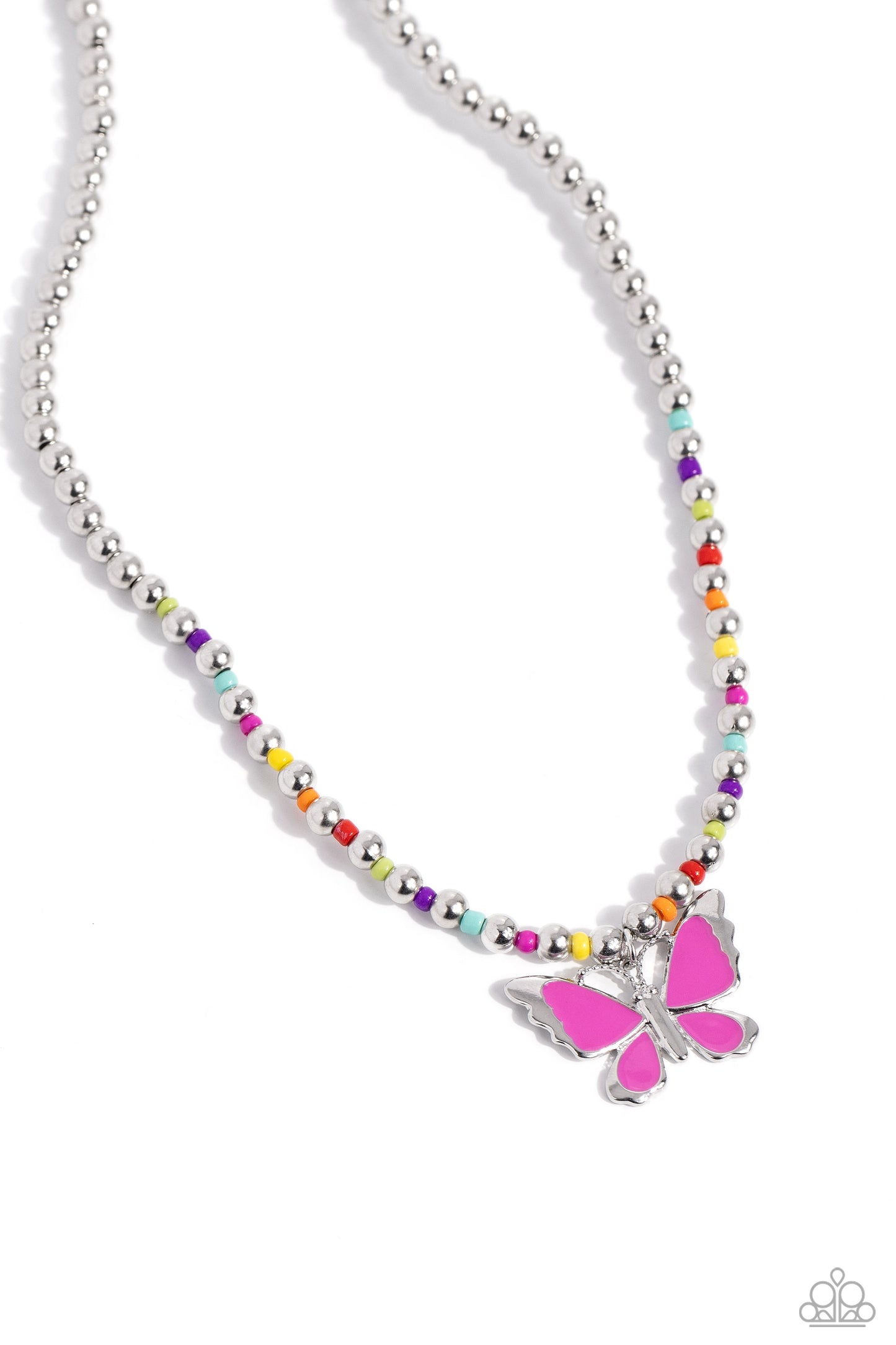 Paparazzi Accessories-Vibrant Flutter Multi Bead Butterfly Necklace Set