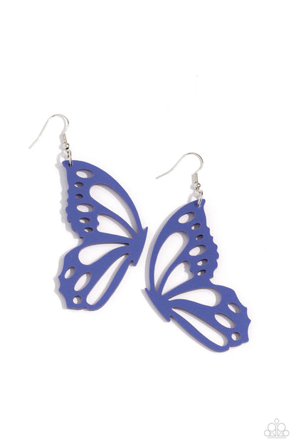 Paparazzi Accessories-WING Of The World Blue Butterfly Wing Earrings