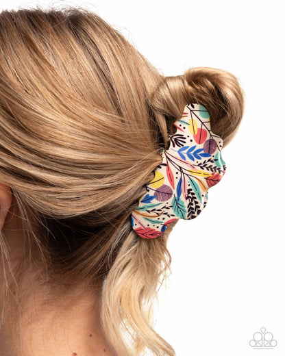 Paparazzi Accessories-Wavy Wallflower Multicolored Conch Claw Hair Clip