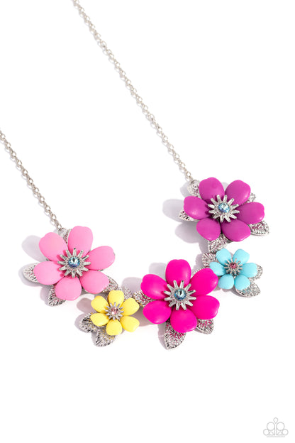 Paparazzi Accessories-Well-Mannered Whimsy Multi Flower Necklace Set