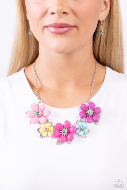 Paparazzi Accessories-Well-Mannered Whimsy Multi Flower Necklace Set