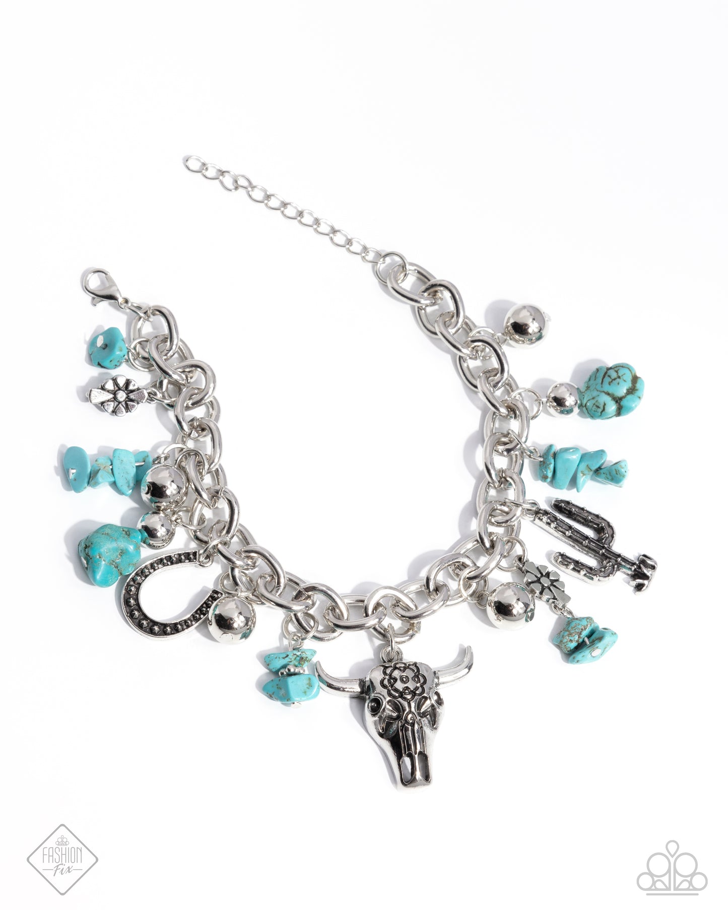 Paparazzi Accessories-Wild West Wardrobe Blue Turquoise Charm Bracelet