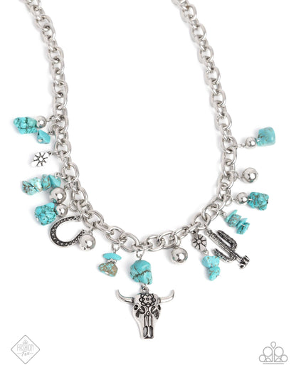 Paparazzi Accessories-Wild West Whimsy Blue Western Charm Necklace Set