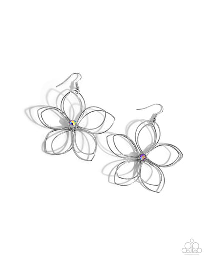 Paparazzi Accessories-Wiry Whisper Iridescent Airy Flower Wire Earrings