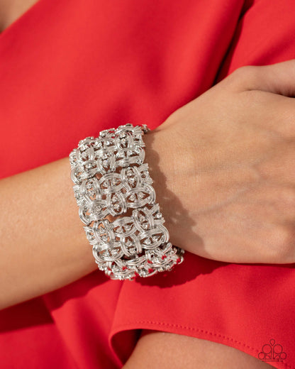 Paparazzi Accessories-Woven Wardrobe White Rhinestone Braided Bracelet