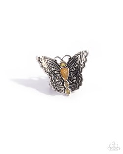 Paparazzi Accessories-Adolescent Aerial Orange Stone Butterfly Ring