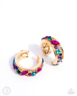 Paparazzi Accessories-Adorable  Assortment Multi Gem Gold Cuff Earrings