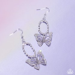 Paparazzi Accessories-Aerial Avenue Multi Iridescent Butterfly Earrings