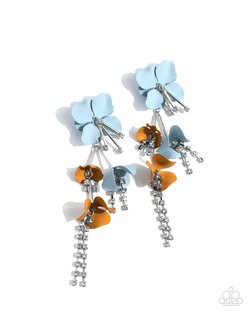 Paparazzi Accessories-Capitol Chic Blue Winter Sky Flower Earrings