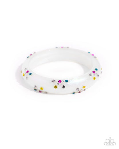 Paparazzi Accessories-Captivating Color White Rhinestone Bangle Bracelet