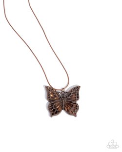 Paparazzi Accessories-Magical Metamorphosis Copper Butterfly Necklace Set