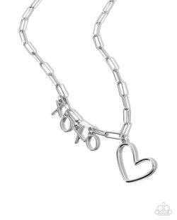 Paparazzi Accessories-Courting Chains Silver XOXO Heart Necklace Set