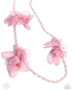 Paparazzi Accessories-Darling Dimension Pink Chiffon Flower Necklace Set