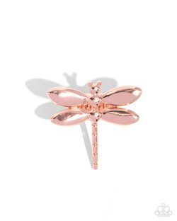 Paparazzi Accessories-Durable Dragonfly Copper Oversize Dragonfly Ring