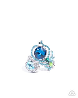 Paparazzi Accessories-Enigmatic Excess Blue Green Teardrop Swirl Ring