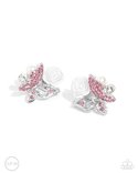 Paparazzi Accessories-Fanciful Facade Pink Butterfly Clip-On Earrings