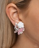 Paparazzi Accessories-Fanciful Facade Pink Butterfly Clip-On Earrings