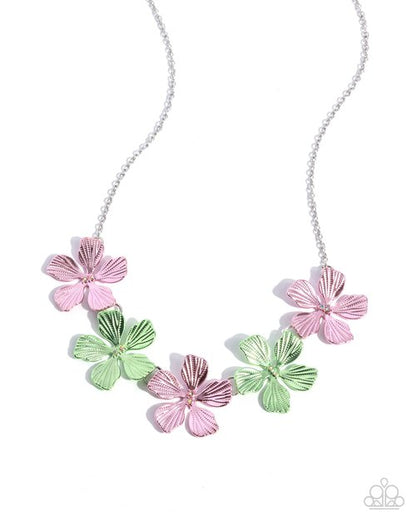 Paparazzi Accessories-Featured Finesse Pink Pearl Flower Necklace Set