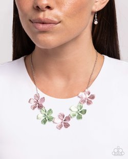 Paparazzi Accessories-Featured Finesse Pink Pearl Flower Necklace Set