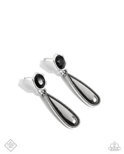 Paparazzi Accessories-Festival Fame Black Acrylic Oval Earrings