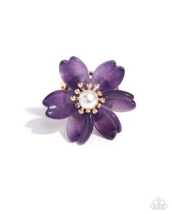 Paparazzi Accessories-Floral Force Purple Petal Bloom Pearl Ring