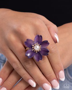 Paparazzi Accessories-Floral Force Purple Petal Bloom Pearl Ring