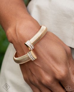 Paparazzi Accessories-Tailored Transit Gold Cable Cuff Bracelet