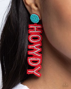 Paparazzi Accessories-Howdy Headline Red Seed Bead Western Earrings