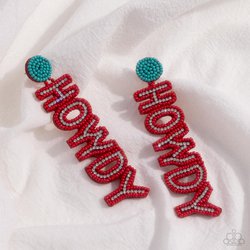Paparazzi Accessories-Howdy Headline Red Seed Bead Western Earrings