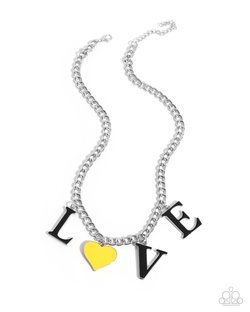 Paparazzi Accessories-Lovely Lineup Black Letters LOVE Necklace Set