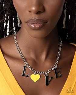 Paparazzi Accessories-Lovely Lineup Black Letters LOVE Necklace Set
