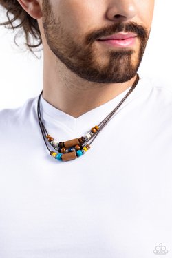 Paparazzi Accessories-Wish You WOOD Multi Wooden Bead Men's Neck Cord