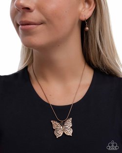 Paparazzi Accessories-Magical Metamorphosis Copper Butterfly Necklace Set