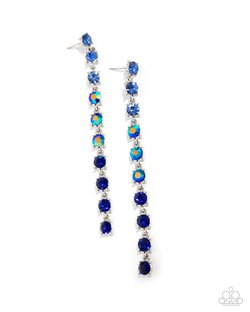 Paparazzi Accessories-Opulent Ombre' Blue Iridescent Sapphire Earrings