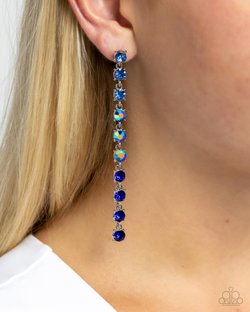 Paparazzi Accessories-Opulent Ombre' Blue Iridescent Sapphire Earrings